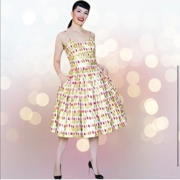 BERNIE DEXTER CHELSEA LIPSTICK PIN UP DRESS, RARE!!! XS - Picture 4 of 7